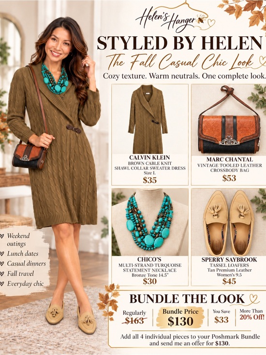Calvin Klein Dresses & Skirts - 4PC Fall Bundle Calvin Klein Dress + Marc Chantal Bag + Sperry Loafers + Chico’s